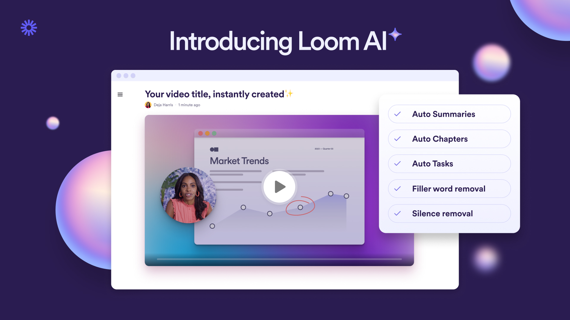 Loom video player with AI generated titles and chapters